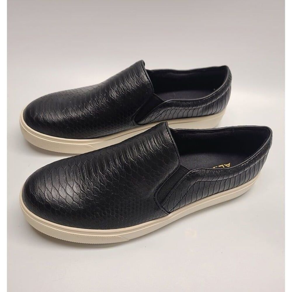 NEW Aldo Jille Women's Slip on Sneakers Black Python Leather Uppers 10 Croc